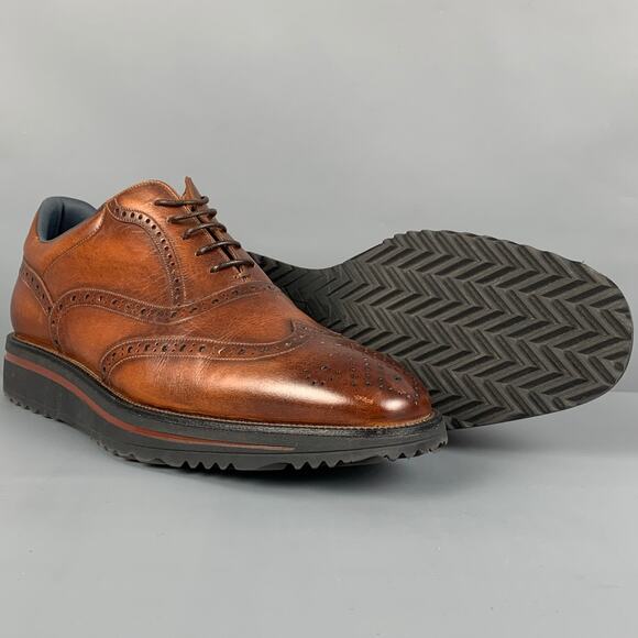 BALLY Size 8.5 Brown Antique Leather Wingtip Lace Up Shoes main image 8